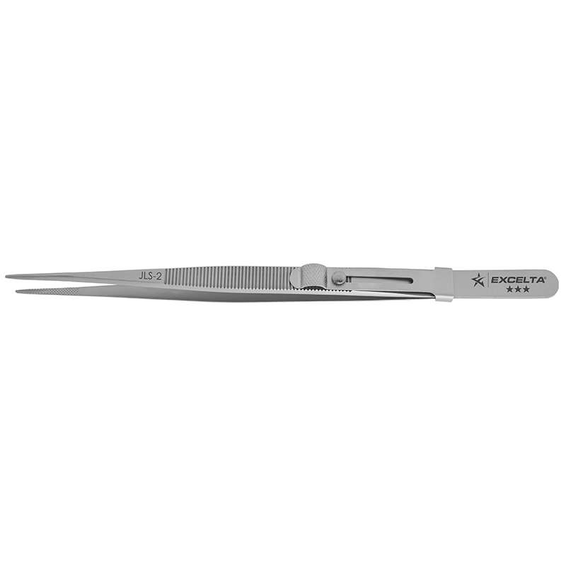 Forceps, Gemologist, .035" Tip, Stainless Steel, Longitudinal Groove/Slide Lock